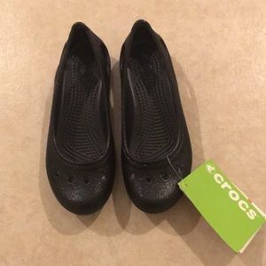 NWT crocs girls Kadee sparkle flats black